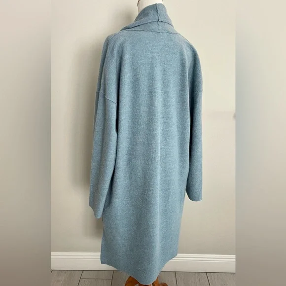 EILEEN FISHER 
Shawl Collar Wool Coat - Blue Steel Medium - Picture 4 of 13